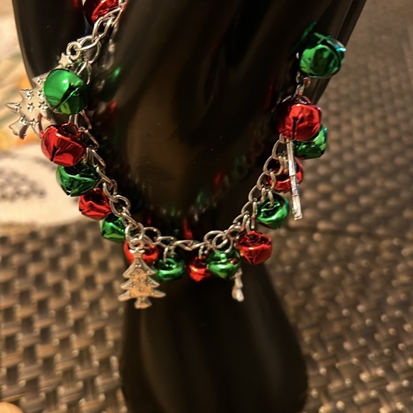 Christmas Bells and Trees Pair of Earrings and Bracelet - Picture 2 of 8